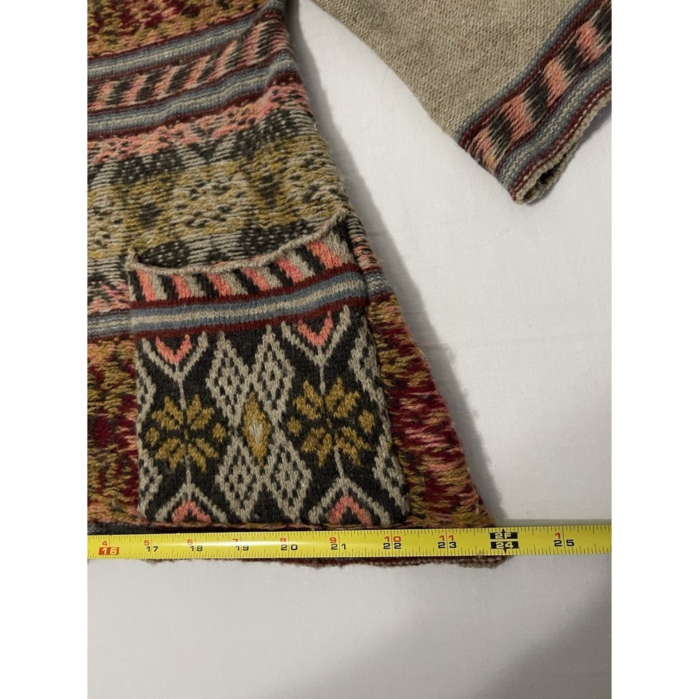 Free People Fair Isle Cardigan Sweater Medium Wool Boho Southwestern Aztec Artsy - Picture 8 of 9